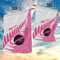 New Zealand Lawn Bowls Breast Cancer Custom Garden Flag Aotearoa Maori Silver Fern Pink Ribbon LT14 - Polynesian Pride