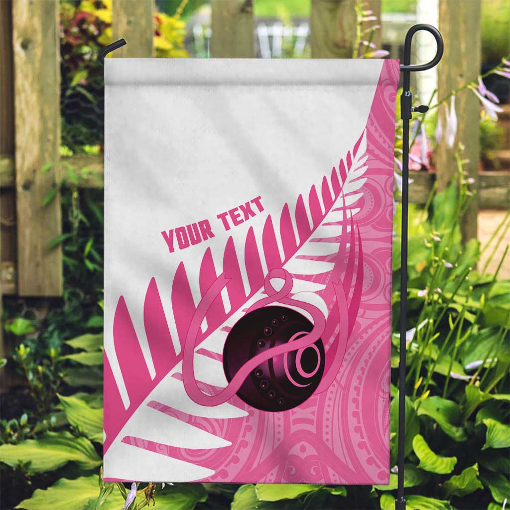 New Zealand Lawn Bowls Breast Cancer Custom Garden Flag Aotearoa Maori Silver Fern Pink Ribbon LT14 Garden Flag Pink - Polynesian Pride