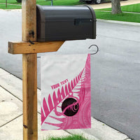 New Zealand Lawn Bowls Breast Cancer Custom Garden Flag Aotearoa Maori Silver Fern Pink Ribbon LT14 - Polynesian Pride