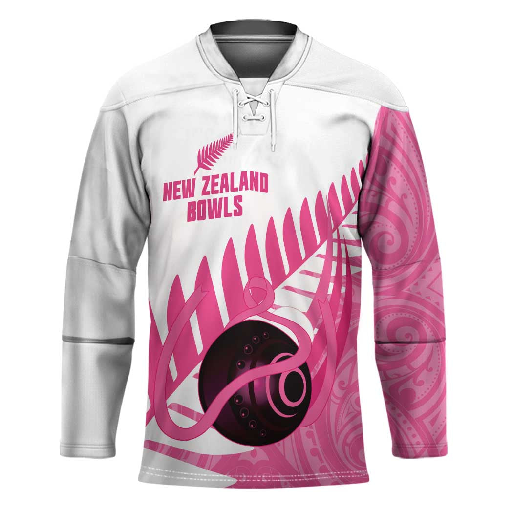 New Zealand Lawn Bowls Breast Cancer Custom Hockey Jersey Aotearoa Maori Silver Fern Pink Ribbon LT14 Unisex Pink - Polynesian Pride