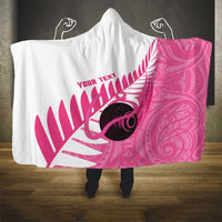 New Zealand Lawn Bowls Breast Cancer Custom Hooded Blanket Aotearoa Maori Silver Fern Pink Ribbon LT14 - Polynesian Pride