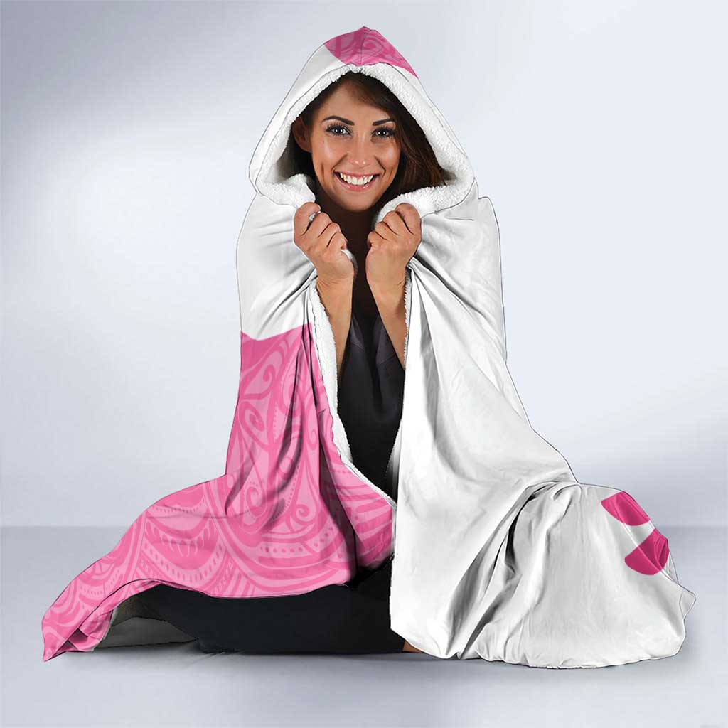 New Zealand Lawn Bowls Breast Cancer Custom Hooded Blanket Aotearoa Maori Silver Fern Pink Ribbon LT14 - Polynesian Pride