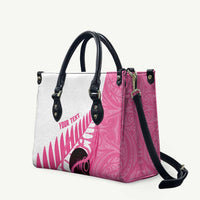 New Zealand Lawn Bowls Breast Cancer Custom Leather Bag Aotearoa Maori Silver Fern Pink Ribbon LT14 Pink - Polynesian Pride