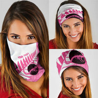 New Zealand Lawn Bowls Breast Cancer Custom Neck Gaiter Aotearoa Maori Silver Fern Pink Ribbon LT14 - Polynesian Pride