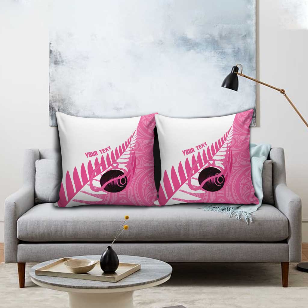 New Zealand Lawn Bowls Breast Cancer Custom Pillow Cover Aotearoa Maori Silver Fern Pink Ribbon LT14 - Polynesian Pride