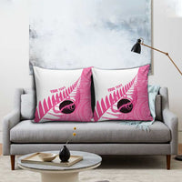 New Zealand Lawn Bowls Breast Cancer Custom Pillow Cover Aotearoa Maori Silver Fern Pink Ribbon LT14 - Polynesian Pride