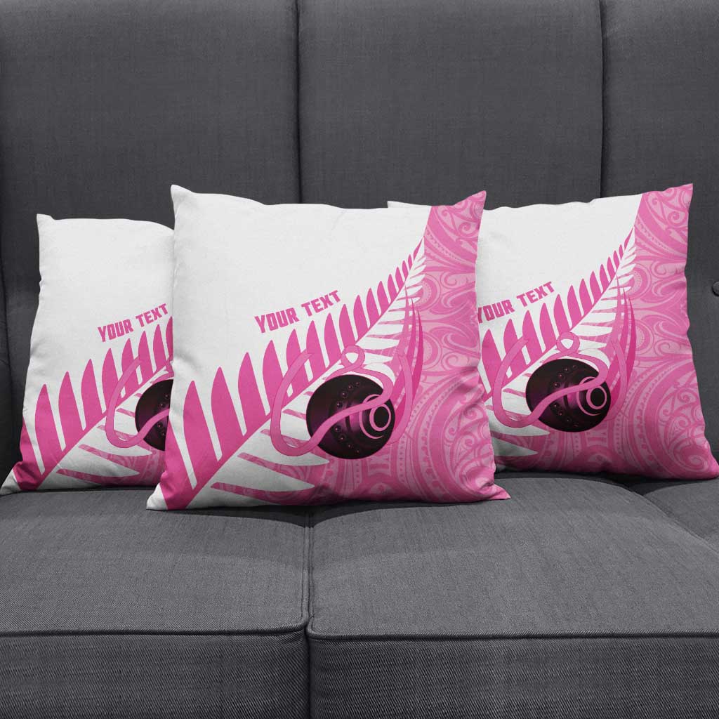 New Zealand Lawn Bowls Breast Cancer Custom Pillow Cover Aotearoa Maori Silver Fern Pink Ribbon LT14 - Polynesian Pride