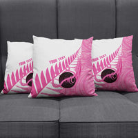 New Zealand Lawn Bowls Breast Cancer Custom Pillow Cover Aotearoa Maori Silver Fern Pink Ribbon LT14 - Polynesian Pride