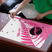 New Zealand Lawn Bowls Breast Cancer Custom Puzzle Aotearoa Maori Silver Fern Pink Ribbon LT14 - Polynesian Pride