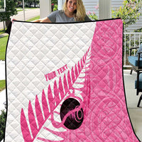 New Zealand Lawn Bowls Breast Cancer Custom Quilt Aotearoa Maori Silver Fern Pink Ribbon LT14 Pink - Polynesian Pride
