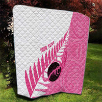 New Zealand Lawn Bowls Breast Cancer Custom Quilt Aotearoa Maori Silver Fern Pink Ribbon LT14 - Polynesian Pride