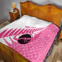 New Zealand Lawn Bowls Breast Cancer Custom Quilt Aotearoa Maori Silver Fern Pink Ribbon LT14 - Polynesian Pride