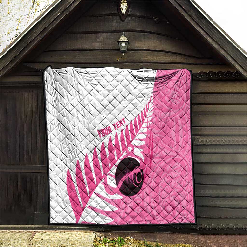 New Zealand Lawn Bowls Breast Cancer Custom Quilt Aotearoa Maori Silver Fern Pink Ribbon LT14 - Polynesian Pride