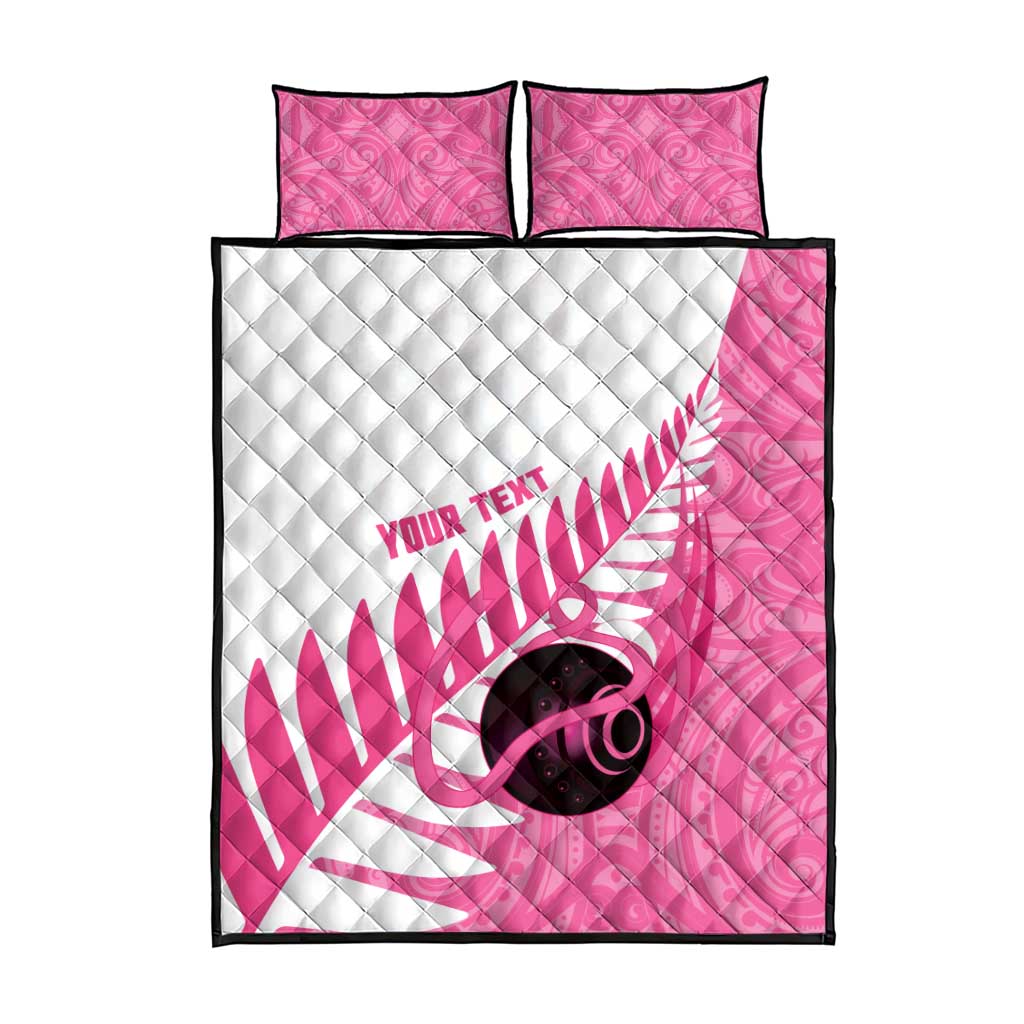 New Zealand Lawn Bowls Breast Cancer Custom Quilt Bed Set Aotearoa Maori Silver Fern Pink Ribbon LT14 - Polynesian Pride