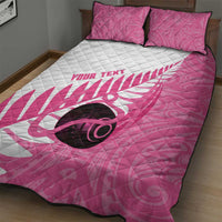 New Zealand Lawn Bowls Breast Cancer Custom Quilt Bed Set Aotearoa Maori Silver Fern Pink Ribbon LT14 - Polynesian Pride