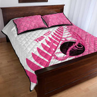 New Zealand Lawn Bowls Breast Cancer Custom Quilt Bed Set Aotearoa Maori Silver Fern Pink Ribbon LT14 - Polynesian Pride