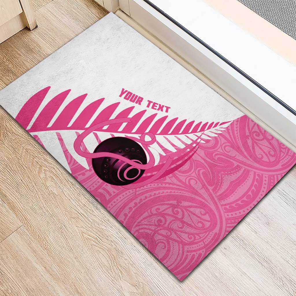 New Zealand Lawn Bowls Breast Cancer Custom Rubber Doormat Aotearoa Maori Silver Fern Pink Ribbon LT14 - Polynesian Pride