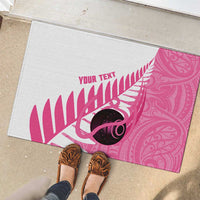 New Zealand Lawn Bowls Breast Cancer Custom Rubber Doormat Aotearoa Maori Silver Fern Pink Ribbon LT14 - Polynesian Pride