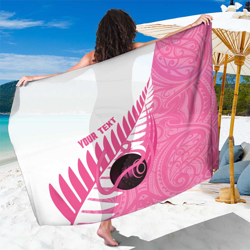 New Zealand Lawn Bowls Breast Cancer Custom Sarong Aotearoa Maori Silver Fern Pink Ribbon LT14 One Size 44 x 66 inches Pink - Polynesian Pride
