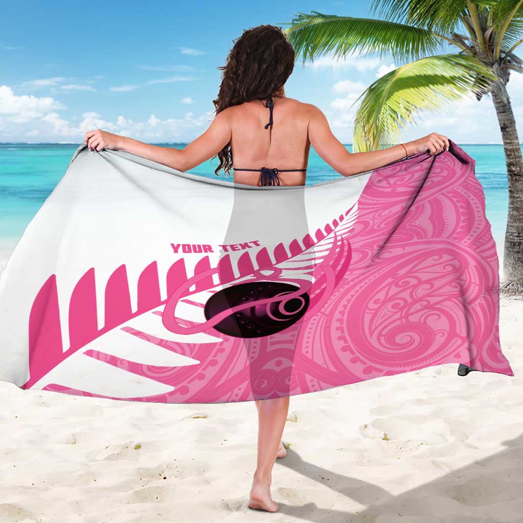 New Zealand Lawn Bowls Breast Cancer Custom Sarong Aotearoa Maori Silver Fern Pink Ribbon LT14 - Polynesian Pride