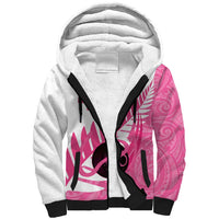 New Zealand Lawn Bowls Breast Cancer Custom Sherpa Hoodie Aotearoa Maori Silver Fern Pink Ribbon LT14 Unisex Pink - Polynesian Pride