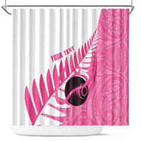 New Zealand Lawn Bowls Breast Cancer Custom Shower Curtain Aotearoa Maori Silver Fern Pink Ribbon LT14 Pink - Polynesian Pride
