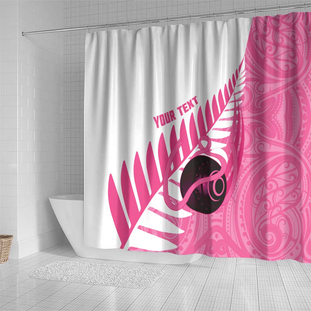 New Zealand Lawn Bowls Breast Cancer Custom Shower Curtain Aotearoa Maori Silver Fern Pink Ribbon LT14 - Polynesian Pride