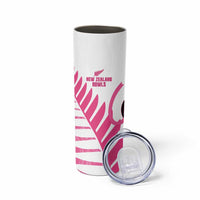 New Zealand Lawn Bowls Breast Cancer Custom Skinny Tumbler Aotearoa Maori Silver Fern Pink Ribbon LT14 - Polynesian Pride