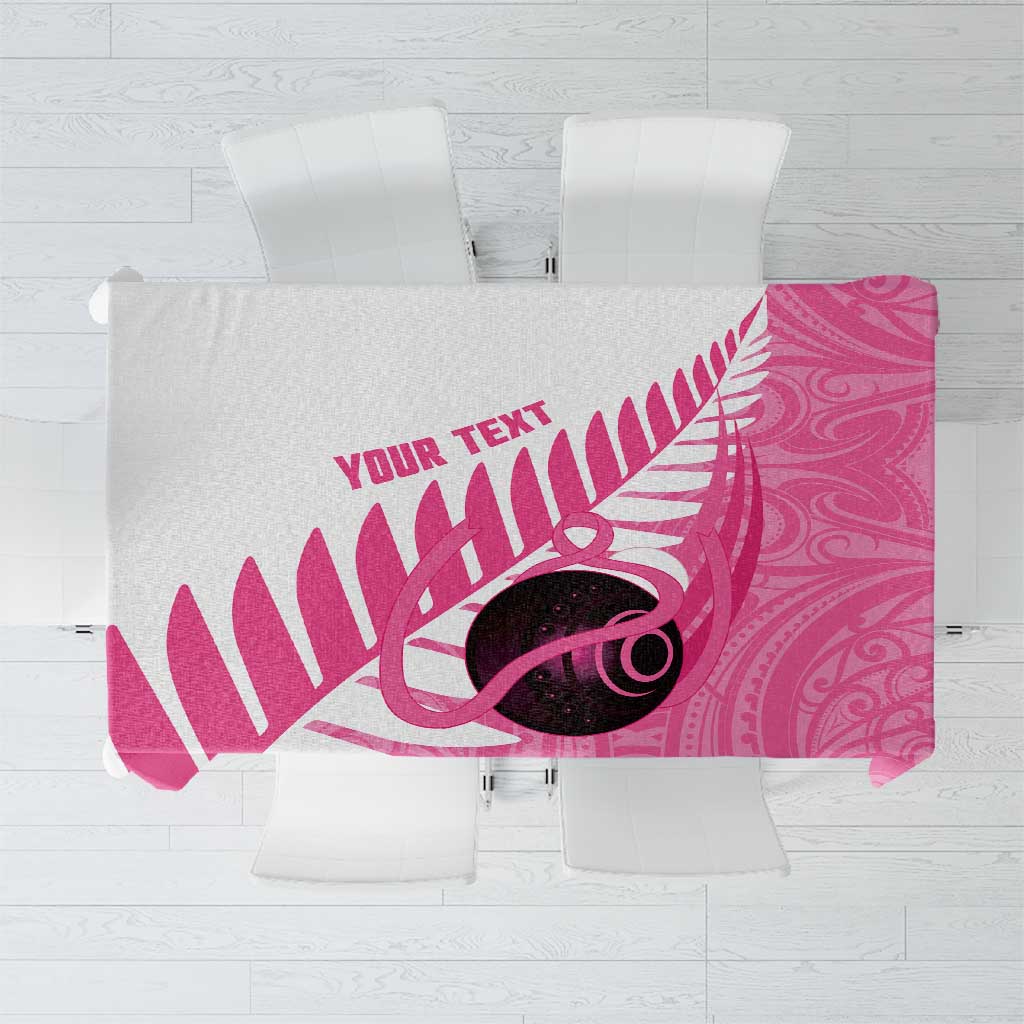 New Zealand Lawn Bowls Breast Cancer Custom Tablecloth Aotearoa Maori Silver Fern Pink Ribbon LT14 Pink - Polynesian Pride