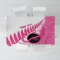 New Zealand Lawn Bowls Breast Cancer Custom Tablecloth Aotearoa Maori Silver Fern Pink Ribbon LT14 Pink - Polynesian Pride