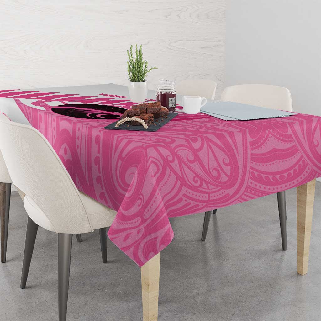 New Zealand Lawn Bowls Breast Cancer Custom Tablecloth Aotearoa Maori Silver Fern Pink Ribbon LT14 - Polynesian Pride