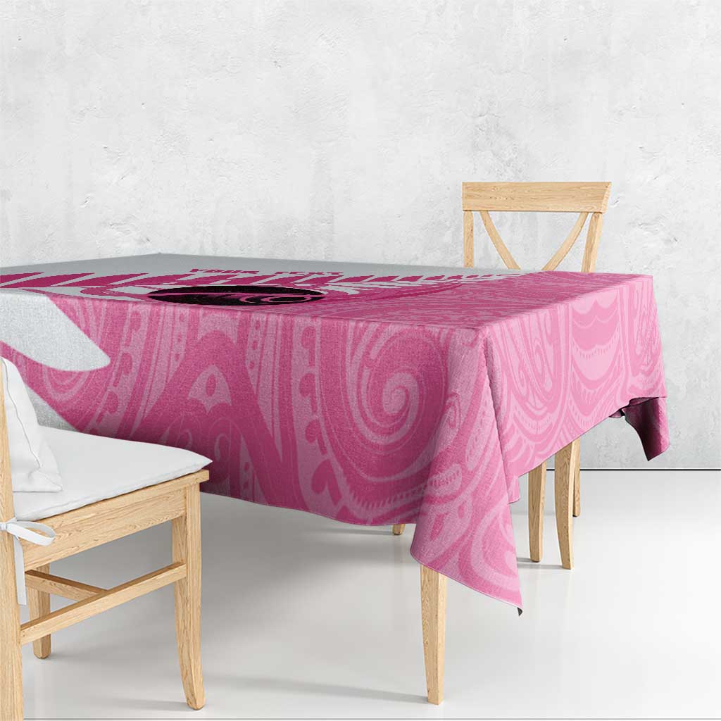 New Zealand Lawn Bowls Breast Cancer Custom Tablecloth Aotearoa Maori Silver Fern Pink Ribbon LT14 - Polynesian Pride