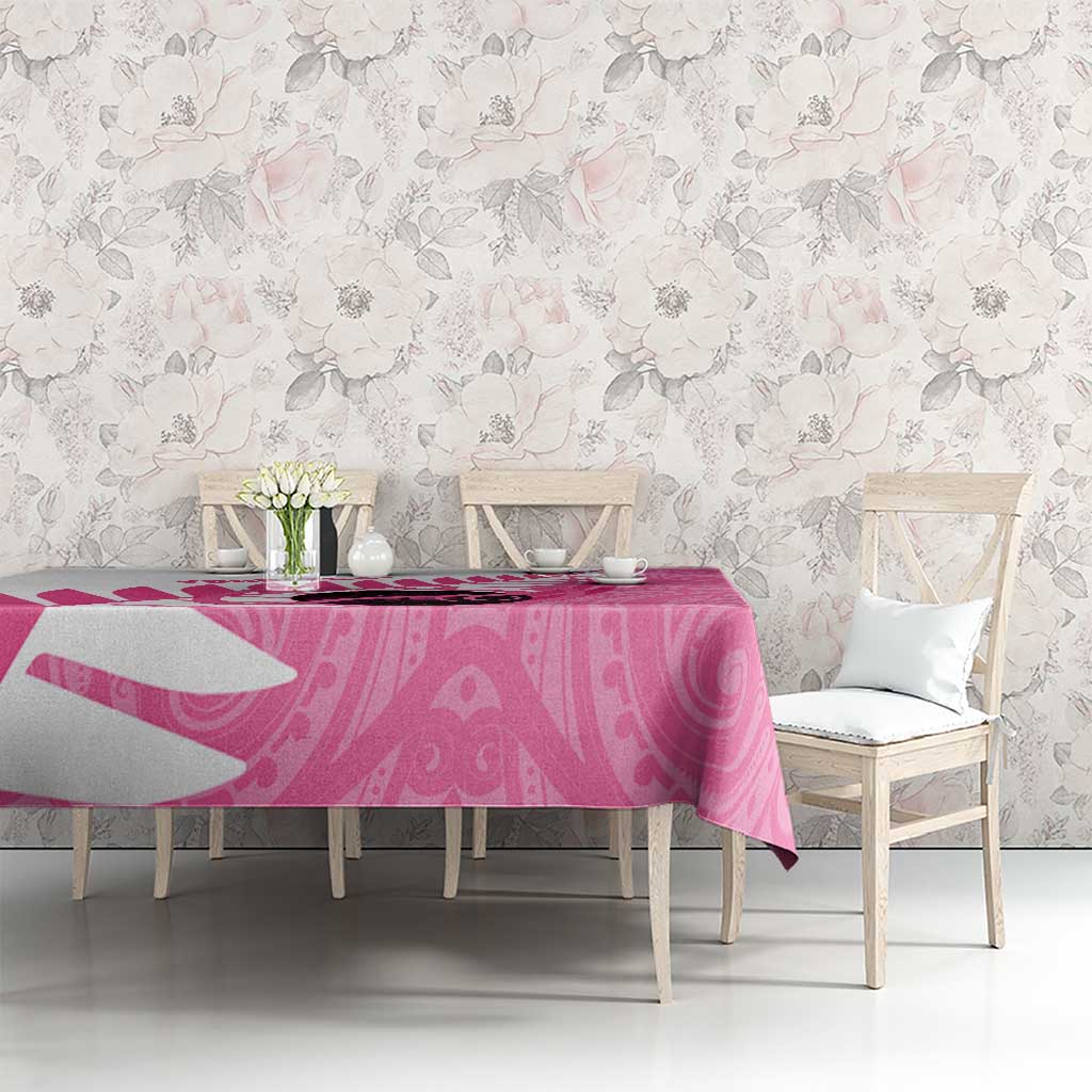 New Zealand Lawn Bowls Breast Cancer Custom Tablecloth Aotearoa Maori Silver Fern Pink Ribbon LT14 - Polynesian Pride