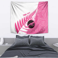 New Zealand Lawn Bowls Breast Cancer Custom Tapestry Aotearoa Maori Silver Fern Pink Ribbon LT14 - Polynesian Pride
