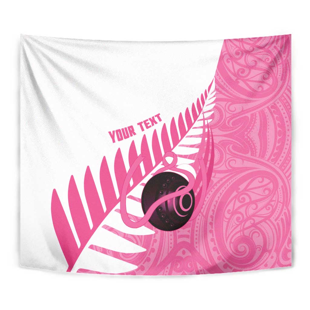 New Zealand Lawn Bowls Breast Cancer Custom Tapestry Aotearoa Maori Silver Fern Pink Ribbon LT14 - Polynesian Pride