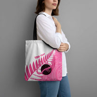 New Zealand Lawn Bowls Breast Cancer Custom Tote Bag Aotearoa Maori Silver Fern Pink Ribbon LT14 - Polynesian Pride