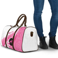 New Zealand Lawn Bowls Breast Cancer Custom Travel Bag Aotearoa Maori Silver Fern Pink Ribbon LT14 - Polynesian Pride