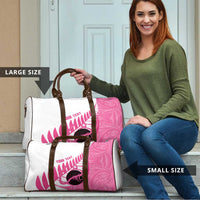 New Zealand Lawn Bowls Breast Cancer Custom Travel Bag Aotearoa Maori Silver Fern Pink Ribbon LT14 - Polynesian Pride
