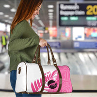 New Zealand Lawn Bowls Breast Cancer Custom Travel Bag Aotearoa Maori Silver Fern Pink Ribbon LT14 - Polynesian Pride