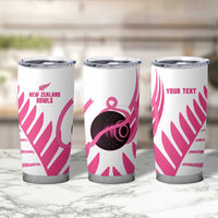 New Zealand Lawn Bowls Breast Cancer Custom Tumbler Cup Aotearoa Maori Silver Fern Pink Ribbon LT14 - Polynesian Pride