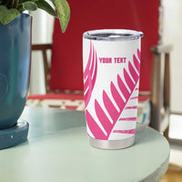 New Zealand Lawn Bowls Breast Cancer Custom Tumbler Cup Aotearoa Maori Silver Fern Pink Ribbon LT14 - Polynesian Pride