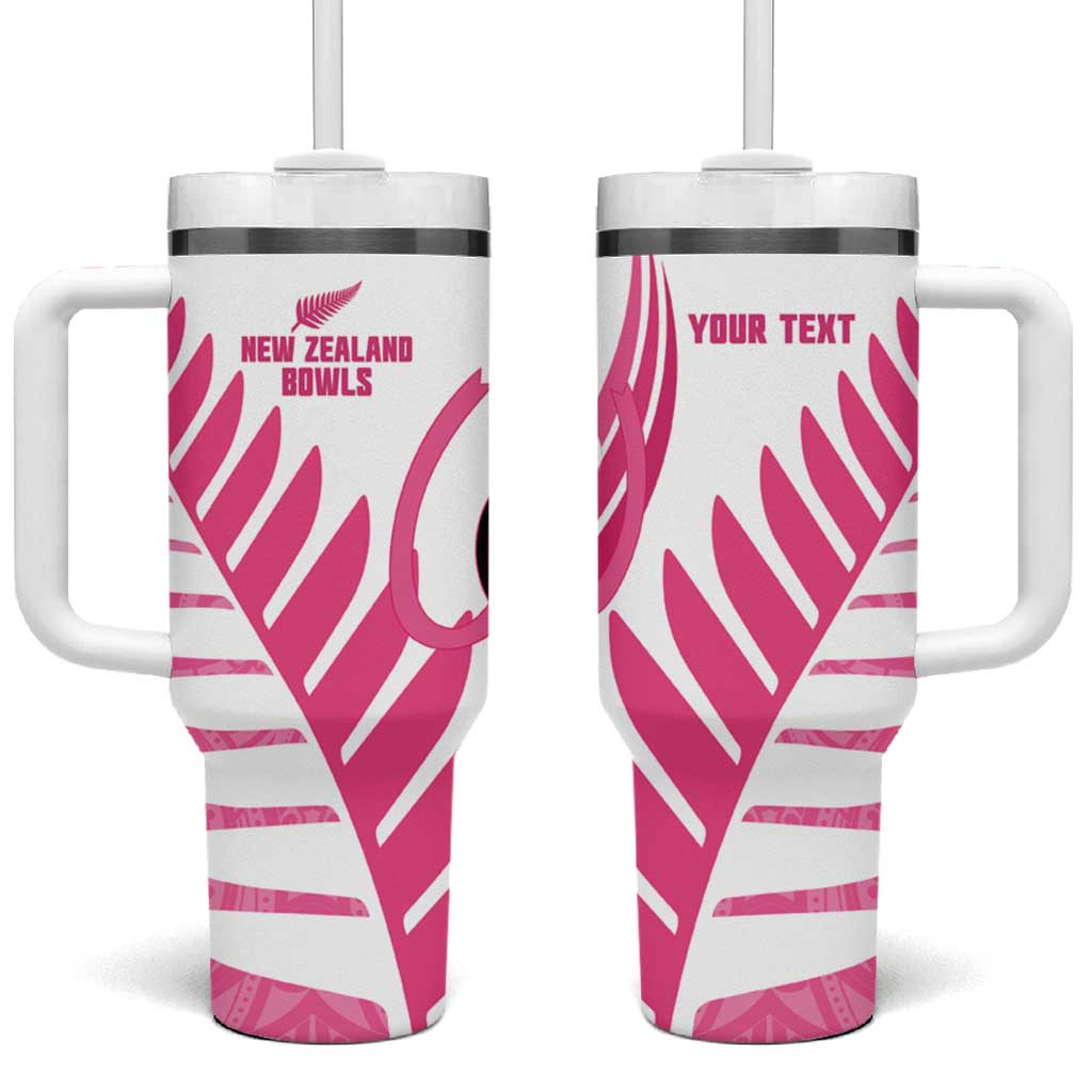 New Zealand Lawn Bowls Breast Cancer Custom Tumbler With Handle Aotearoa Maori Silver Fern Pink Ribbon LT14 One Size: 40 oz Pink - Polynesian Pride