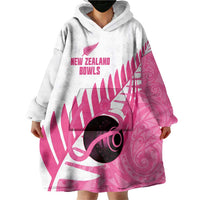 New Zealand Lawn Bowls Breast Cancer Custom Wearable Blanket Hoodie Aotearoa Maori Silver Fern Pink Ribbon LT14 - Polynesian Pride