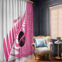 New Zealand Lawn Bowls Breast Cancer Custom Window Curtain Aotearoa Maori Silver Fern Pink Ribbon LT14 - Polynesian Pride