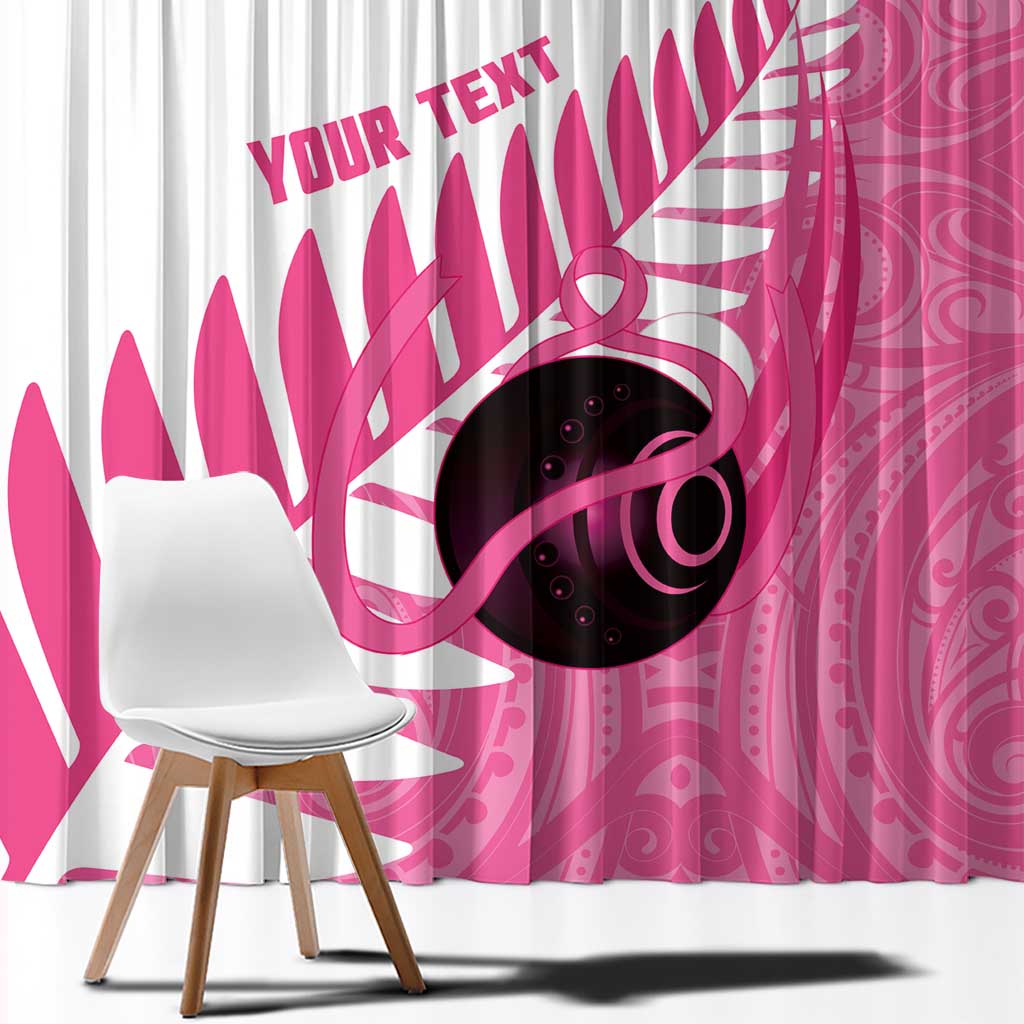 New Zealand Lawn Bowls Breast Cancer Custom Window Curtain Aotearoa Maori Silver Fern Pink Ribbon LT14 - Polynesian Pride