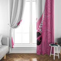 New Zealand Lawn Bowls Breast Cancer Custom Window Curtain Aotearoa Maori Silver Fern Pink Ribbon LT14 - Polynesian Pride