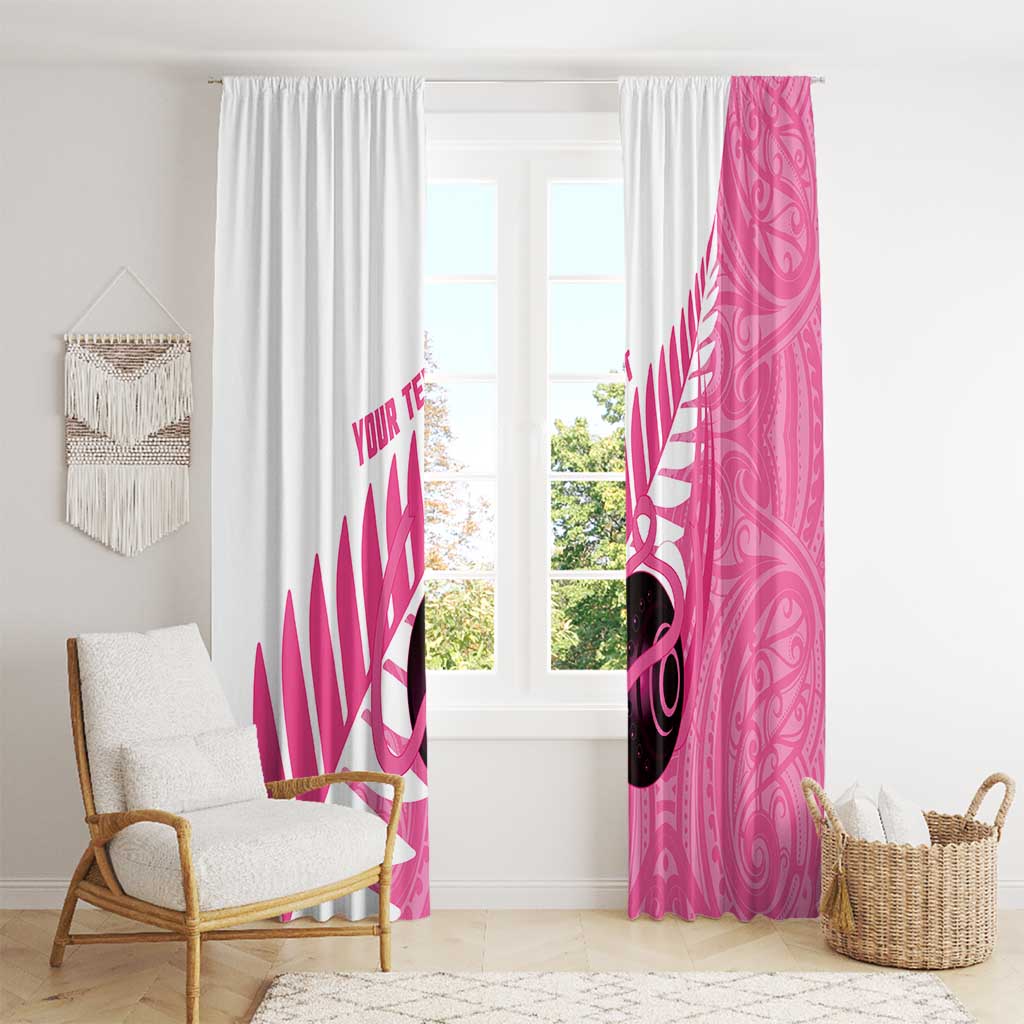 New Zealand Lawn Bowls Breast Cancer Custom Window Curtain Aotearoa Maori Silver Fern Pink Ribbon LT14 - Polynesian Pride