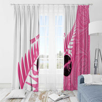 New Zealand Lawn Bowls Breast Cancer Custom Window Curtain Aotearoa Maori Silver Fern Pink Ribbon LT14 - Polynesian Pride