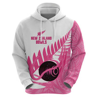 New Zealand Lawn Bowls Breast Cancer Custom Zip Hoodie Aotearoa Maori Silver Fern Pink Ribbon LT14 - Polynesian Pride