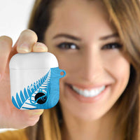 New Zealand Lawn Bowls Prostate Cancer Custom AirPods Case Aotearoa Maori Silver Fern Blue Ribbon LT14 - Polynesian Pride